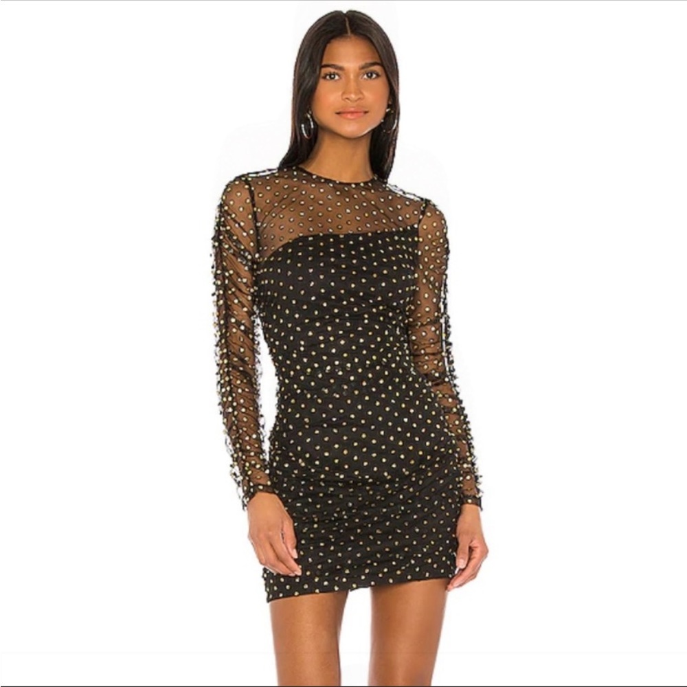 h:ours Zain Mesh Glitter Mini Dress